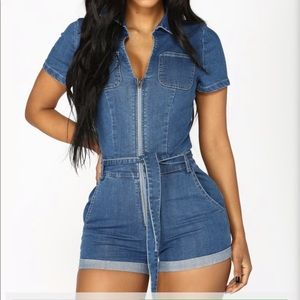 BRAND NEW FASHION NOVA DENIM ROMPER